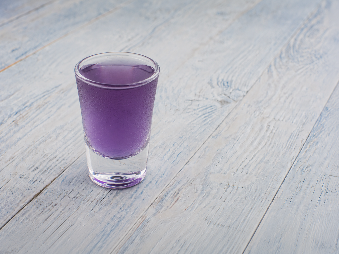 Purple Gatorade Shot in a clear shot glass